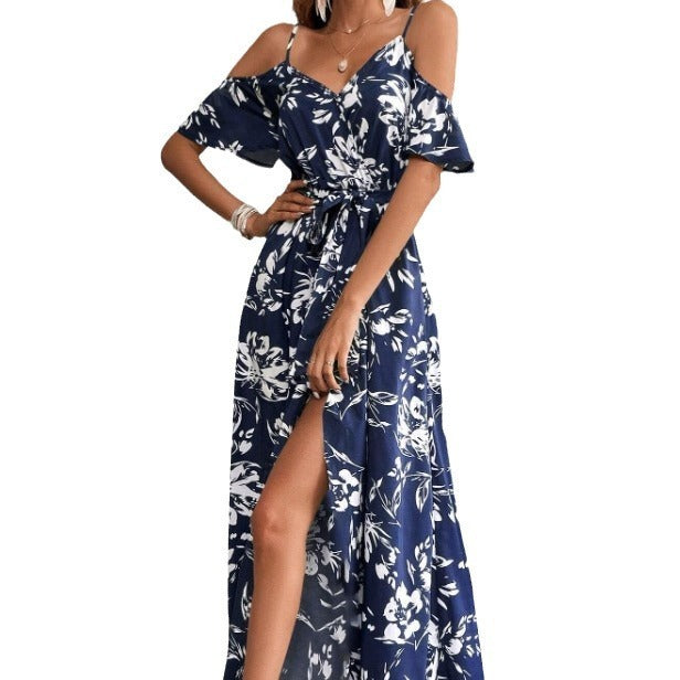 Women's Sling Irregular Floral Beach Dress