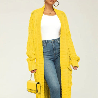 Lazy Pocket Long Twist Sweater Coat