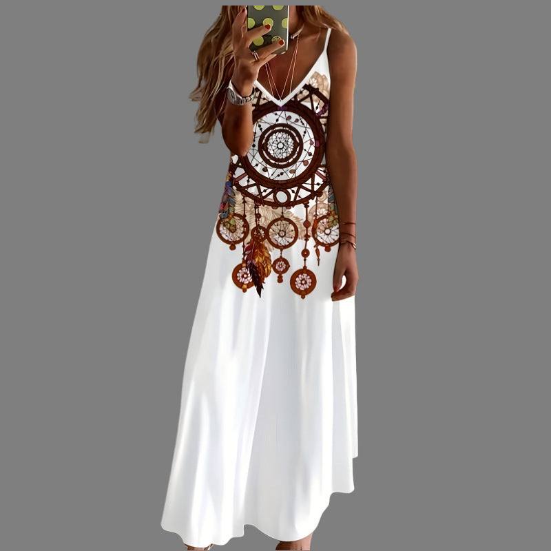 Printed Bohemian Style Temperament Long Dress Women's