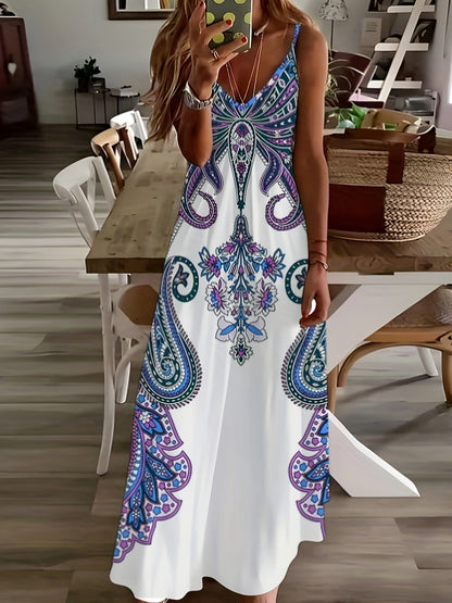 Printed Bohemian Style Temperament Long Dress Women's