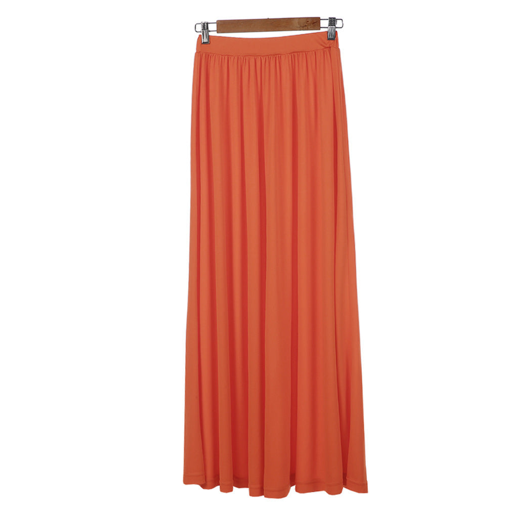 European And American Fashion Solid Color Long Skirt