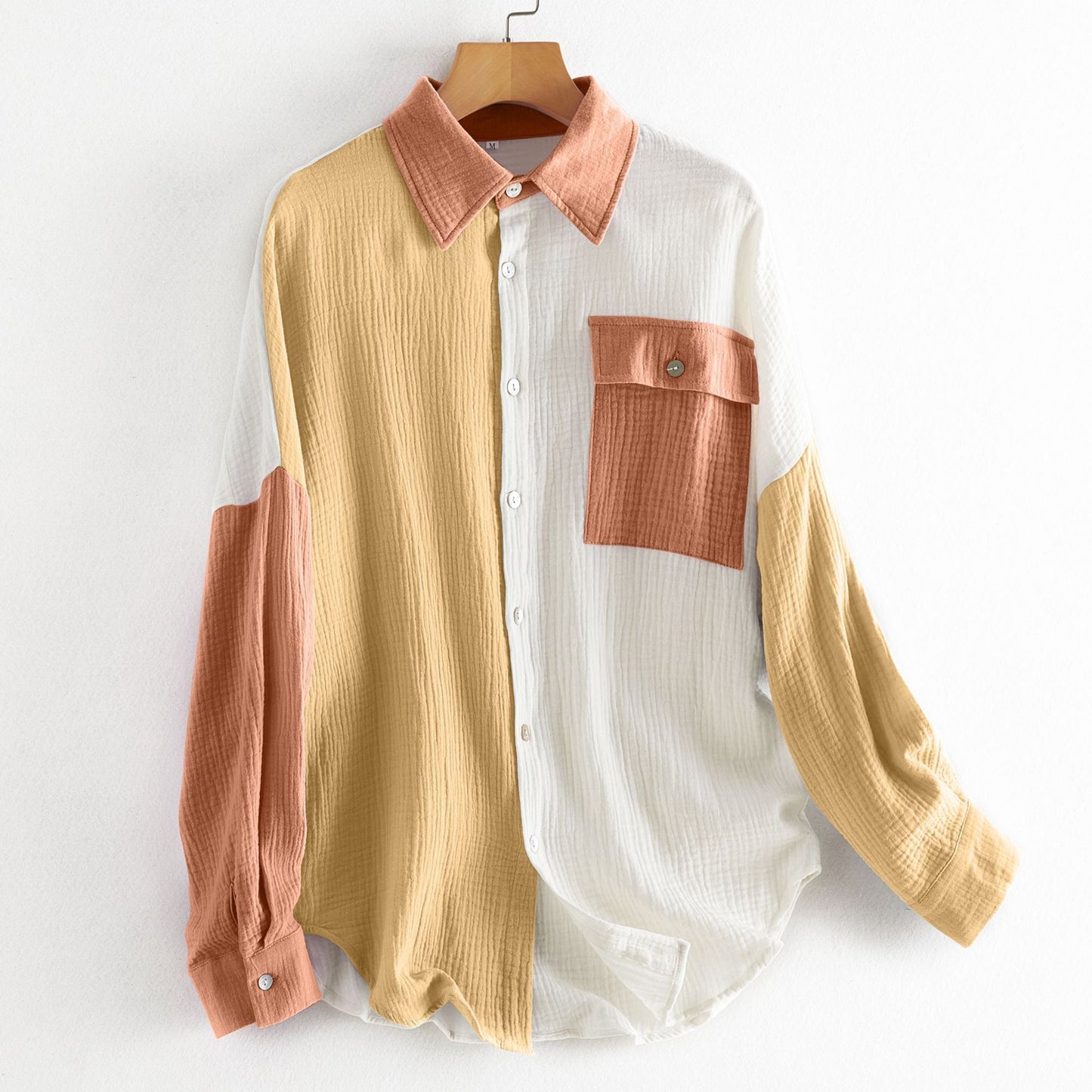 Fashion Multicolor Patchwork Long Sleeve Cardigan Women's Shirts