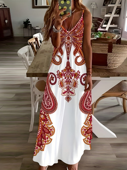 Printed Bohemian Style Temperament Long Dress Women's