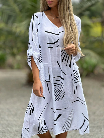 Women's Fashion Casual Printing Long Sleeve Dress