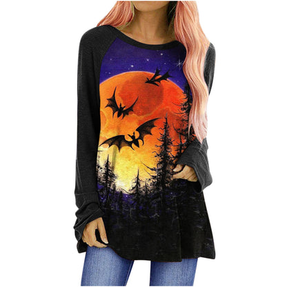 Loose Round Neck Long Sleeve T-shirt For Women