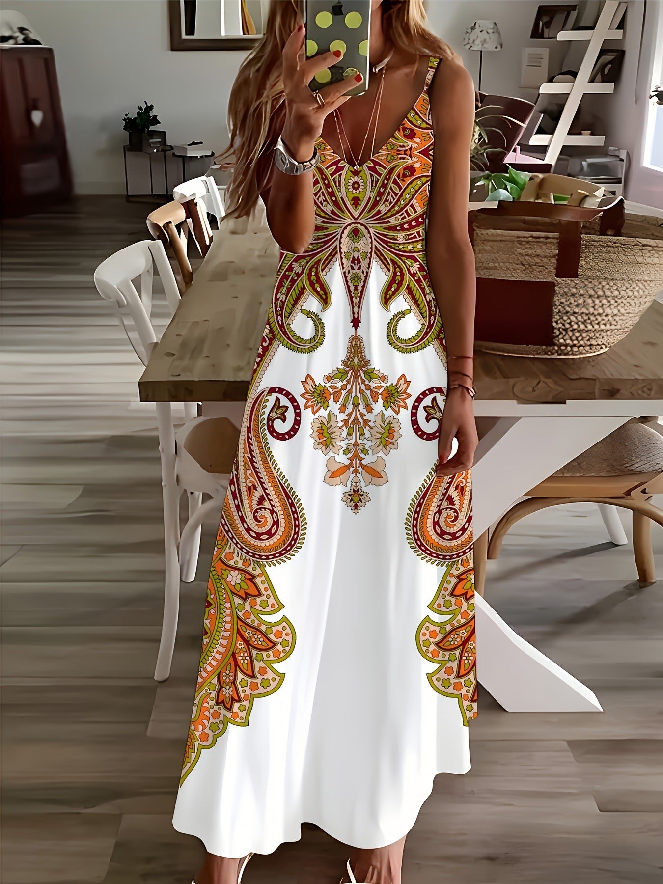 Printed Bohemian Style Temperament Long Dress Women's