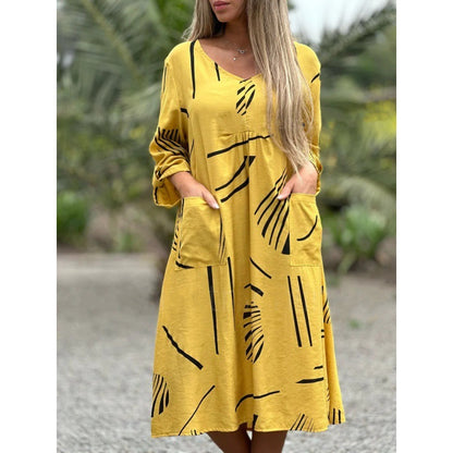 Women's Fashion Casual Printing Long Sleeve Dress