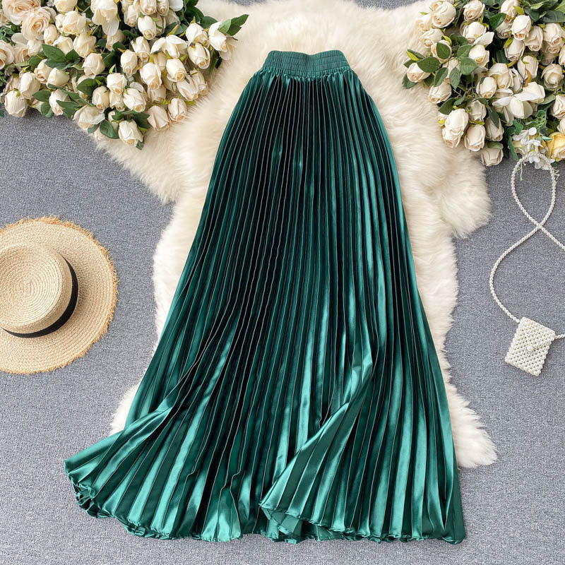 Trendy Light Luxury Heavy Industry Pleated Mid-length Skirt