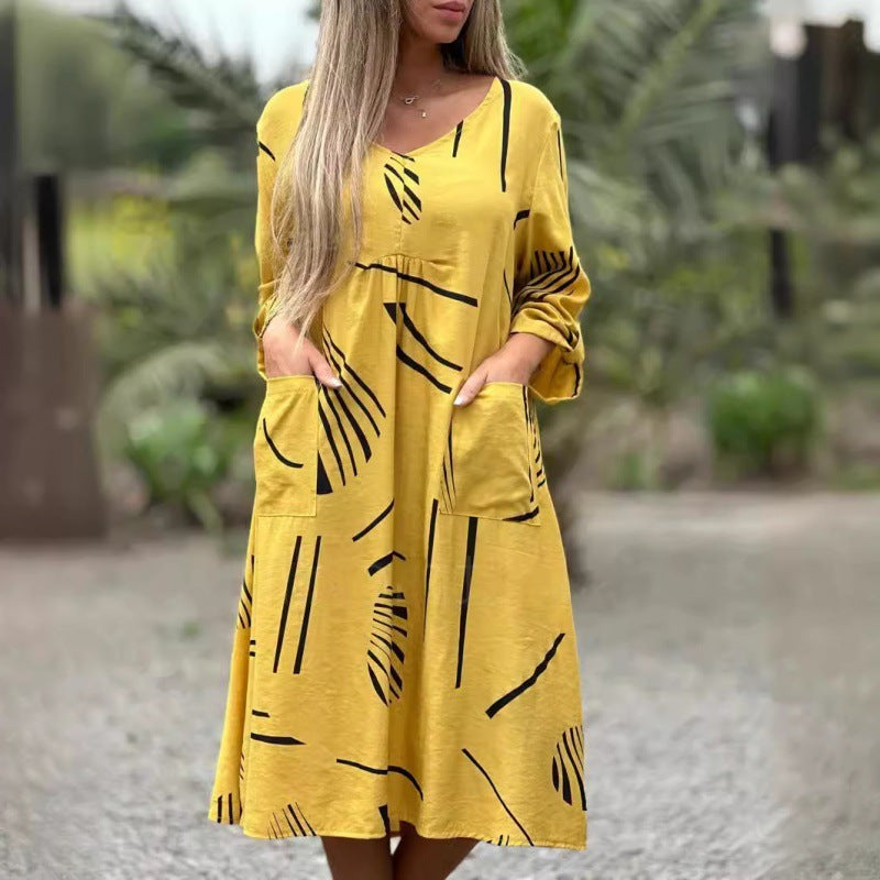 Women's Fashion Casual Printing Long Sleeve Dress