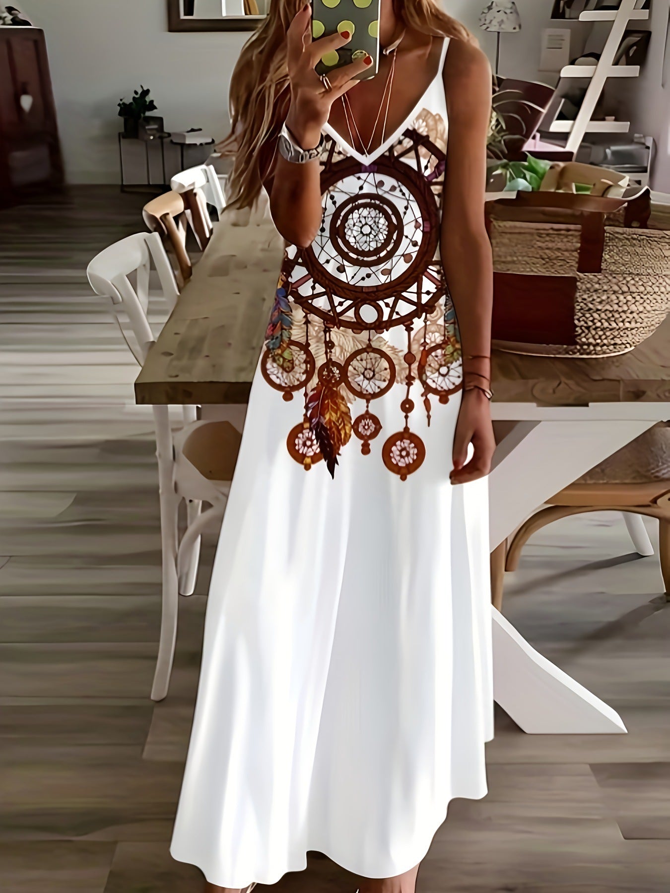 Printed Bohemian Style Temperament Long Dress Women's