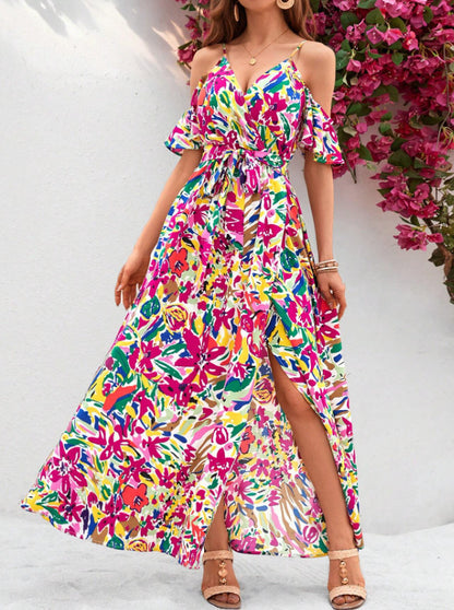 Women's Sling Irregular Floral Beach Dress