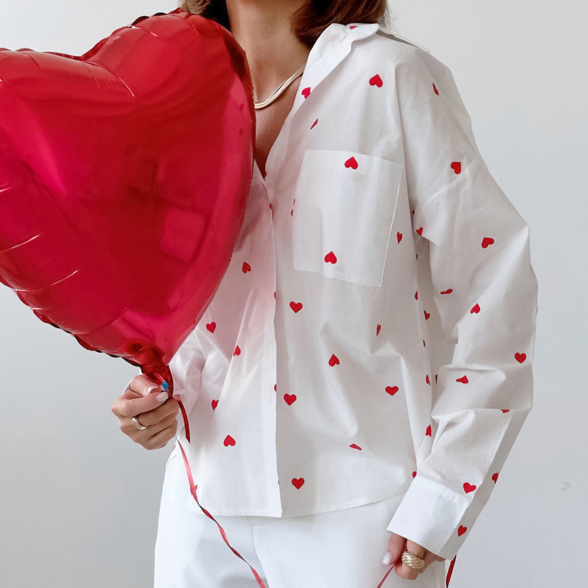 Simple Elegant Heart Printed Shirt