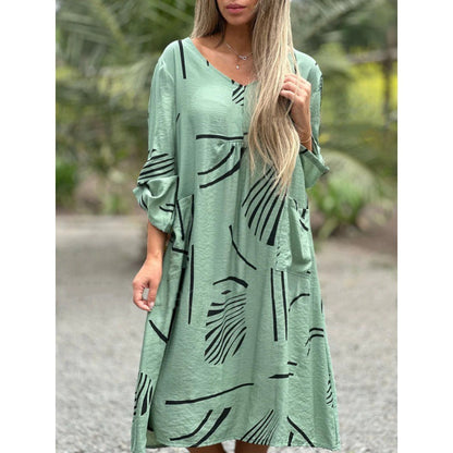 Women's Fashion Casual Printing Long Sleeve Dress