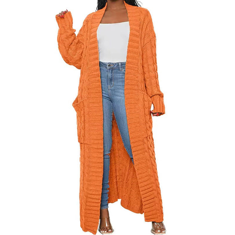 Lazy Pocket Long Twist Sweater Coat