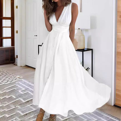 European And American V-neck Chest Wrap Dress