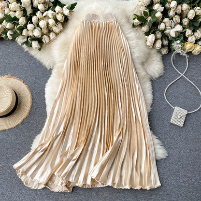 Trendy Light Luxury Heavy Industry Pleated Mid-length Skirt