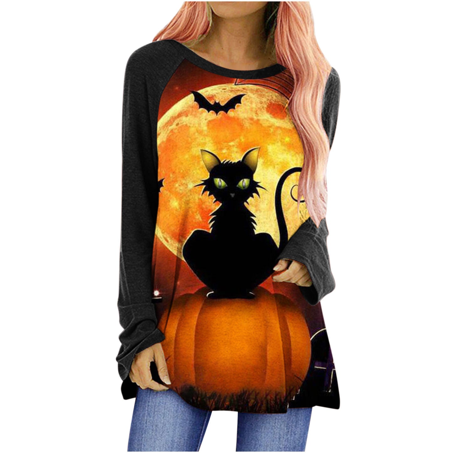 Loose Round Neck Long Sleeve T-shirt For Women