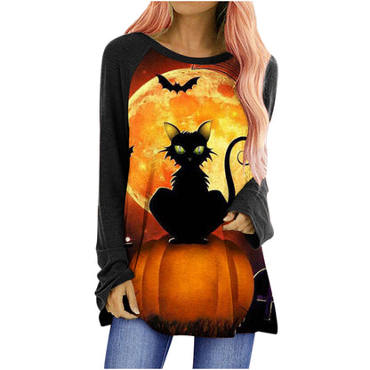 Loose Round Neck Long Sleeve T-shirt For Women