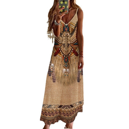 Printed Bohemian Style Temperament Long Dress Women's