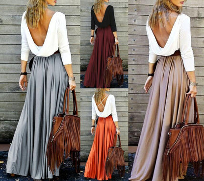 European And American Fashion Solid Color Long Skirt