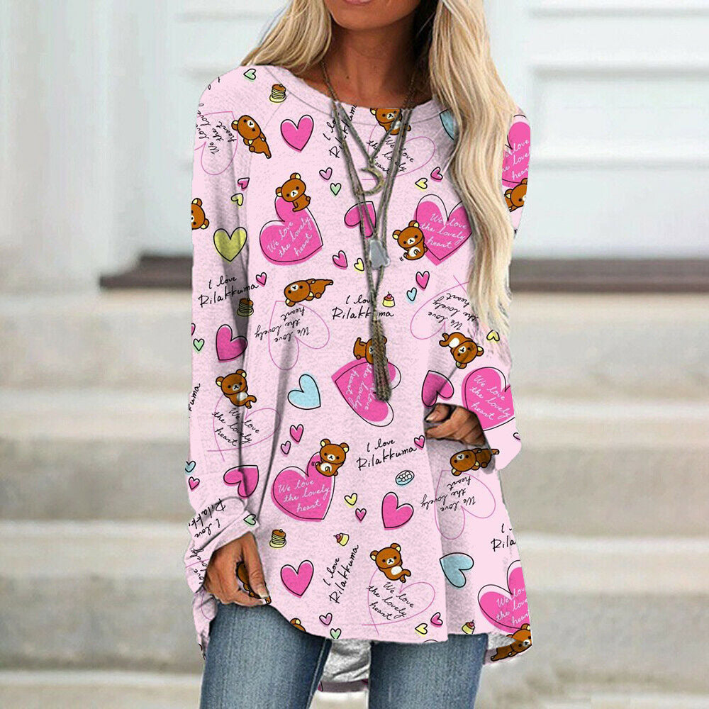 Valentine's Day Love Print Long Sleeve T-shirt For Women