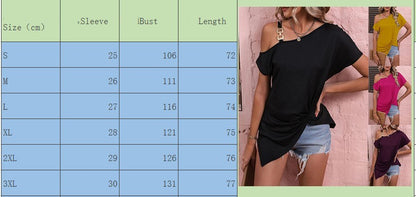 Summer Shoulder Buckle Short Sleeve T-shirt Top