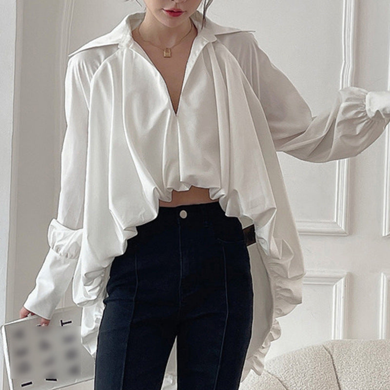 Lapel Lamplight Sleeve Long Sleeve Ladies Blous