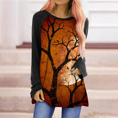 Loose Round Neck Long Sleeve T-shirt For Women