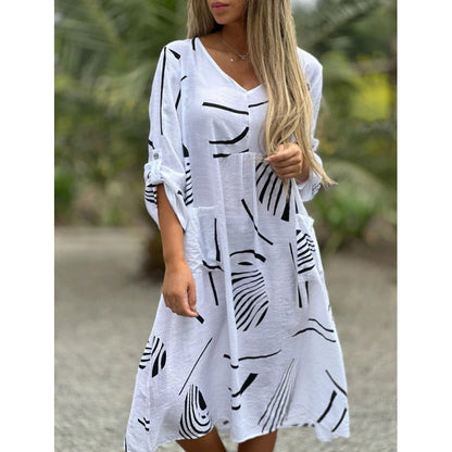 Women's Fashion Casual Printing Long Sleeve Dress