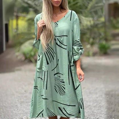 Women's Fashion Casual Printing Long Sleeve Dress