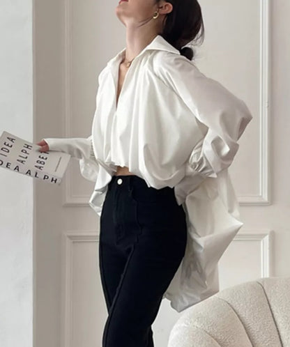 Lapel Lamplight Sleeve Long Sleeve Ladies Blous