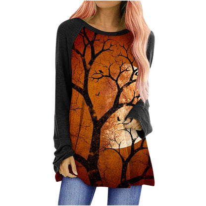 Loose Round Neck Long Sleeve T-shirt For Women