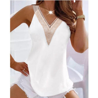 Fashion V-neck Sleeveless Simple Summer Solid Color Vest