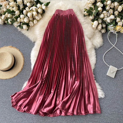 Trendy Light Luxury Heavy Industry Pleated Mid-length Skirt