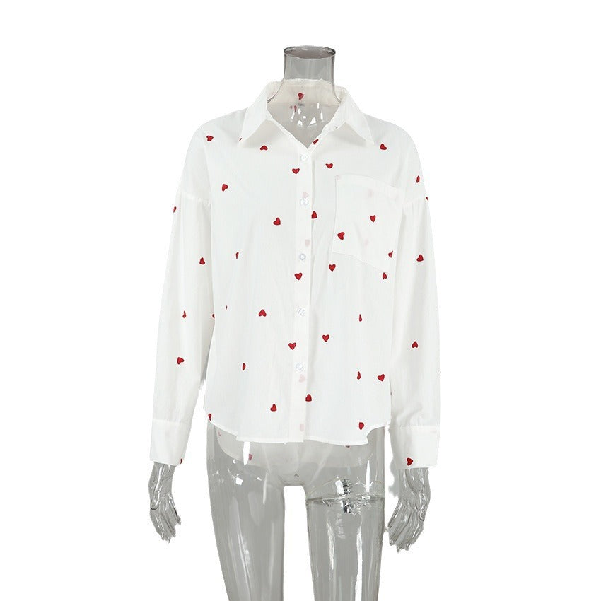 Simple Elegant Heart Printed Shirt