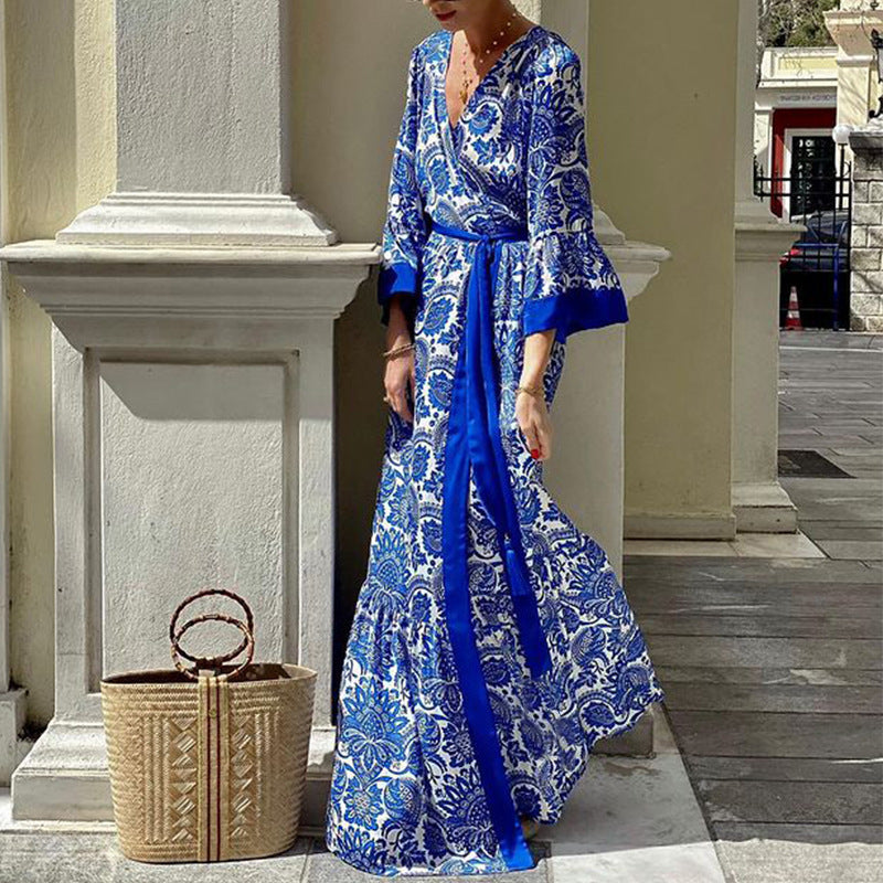 Fashion Temperament Printed Bohemian Mid-length Dress